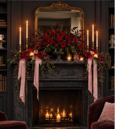 Floral design inspiration with layered garden roses and delicate branches